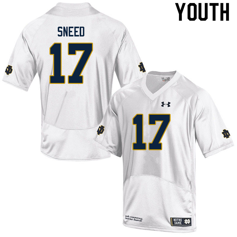 Youth #17 Jaylen Sneed Notre Dame Fighting Irish College Football Jerseys Sale-White - Click Image to Close